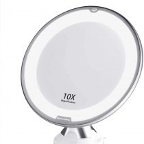 BEAUTURAL Makeup Mirror, 10X Magnifying Lighted Vanity Daylight White LED, Portable Illuminated Bathroom Mirror, 360 Degree Swivel Rotation and Locking Suction
