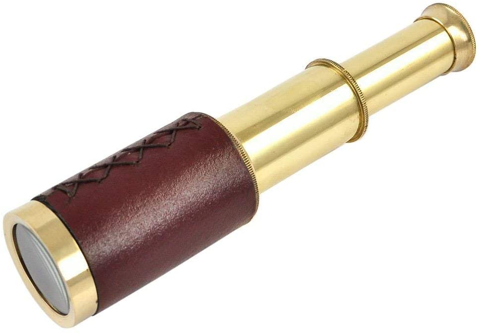 Antique leather bound brass telescope 6" with wooden Box - Image 2
