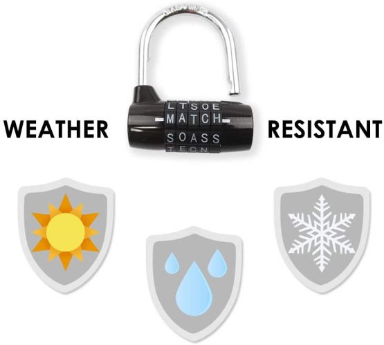 JJOnlineStore - 5 Letters Combination Padlock | Outdoor Padlock Weatherproof | Code Padlock Combination | Heavy Duty Padlock for Gym Locker, Gate, Fence, School, Toolbox, Hasp (Black, 8mm) - Image 4