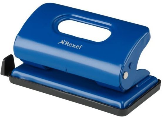 Rexel Value 210 2 Hole Punch, 10 Sheet Capacity, Adjustable Guide Bar, Metal, Blue, 2100758 - Image 3
