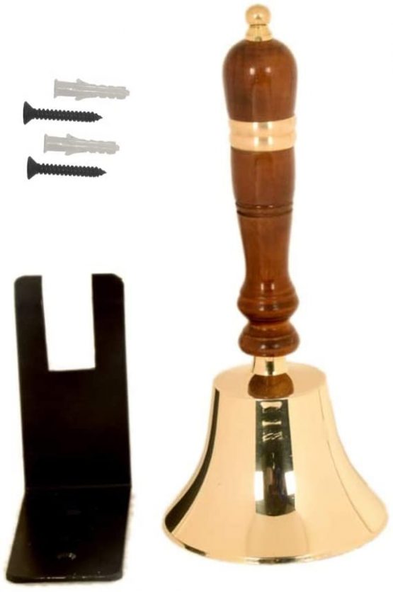 ARSUK Traditional style School/Reception/Dinner hand bell with wooden handle (4" Solid Brass) - Image 4