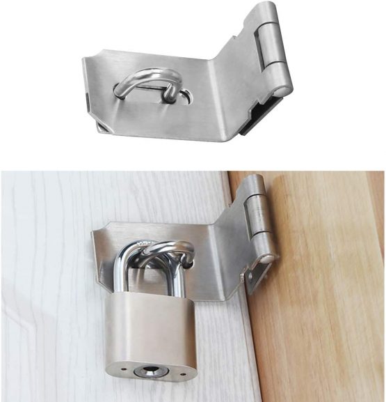 FUJIE Heavy Padlock Hasp 90 Degree Right Angle Door Clasp Door Latch