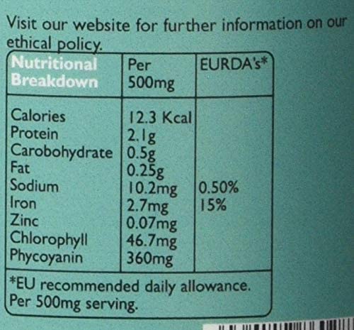 Fushi Organic Spirulina 500 mg, 90 Caps, White, 90 Count (Pack of 1) - Image 4