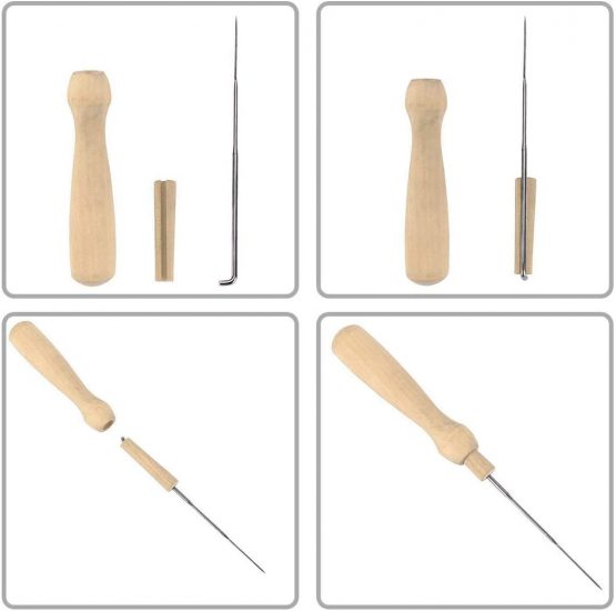 Dokpav 30PCS Felting Needles of 3 Sizes with 1 pc Handle Wood Felt Tool, Felt Needle Tool, Felting Starter Kit, Needle Felting Stitch Punch Tool, Wool Felt Needle for DIY Toys Craft Make Felt Animals - Image 4