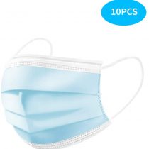 Fesjoy 10Pcs Disposable Face M-as-k 3 Layers M-as-k Non-woven Disposable Anti-dust Safe Breathable M-as-ks Blue