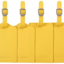 Luggage Tags, Microfiber Leather Personalized Suitcase Tag Set Luggage id Tags Labels Travel Accessories-Set of 4(Black)