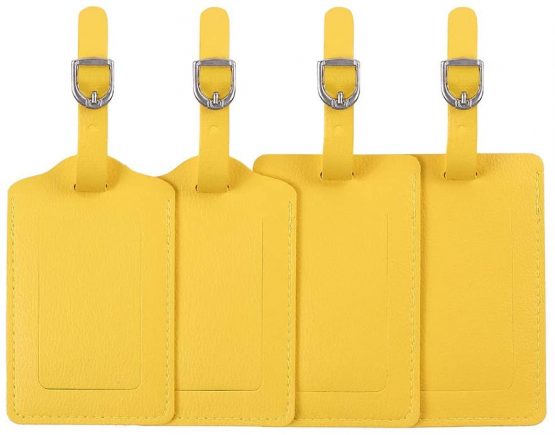 Luggage Tags, Microfiber Leather Personalized Suitcase Tag Set Luggage id Tags Labels Travel Accessories-Set of 4(Black)