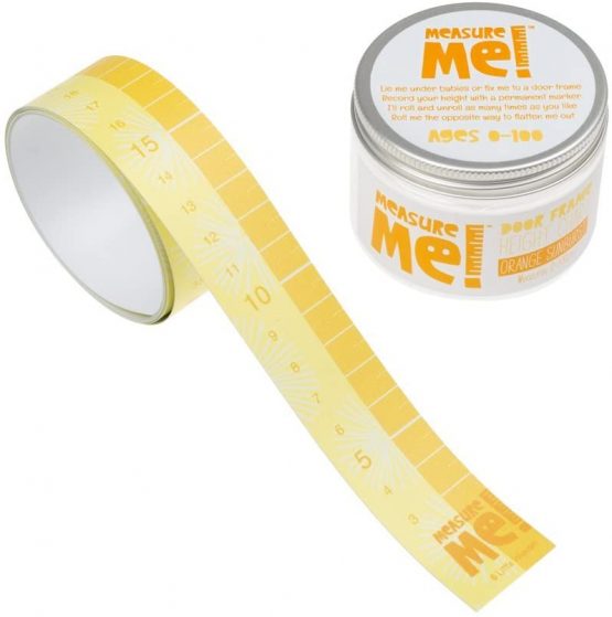 Measure Me! Roll-up Door Frame Height Chart for Boys and Girls - Orange Sunburst