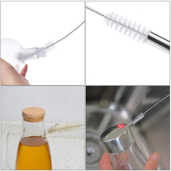 Cleaning Brush Set, Bottle Brush Cleaner, Tube Brushes, Water Bottle Cleaning Brush, Kitchen Wire Scrub Set for Nozzle Clean, Drinking Straw, Wine Bottle, Cup, Pipes, Keyboard, Set of 6 - Image 4