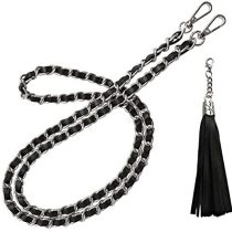 BEAULEGAN Purse Leather Chain Strap Replacement for Handbag Crossbody or Shoulder Bags, 130 cm Long (Black Silver)