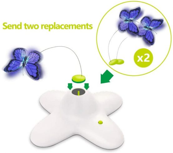 ALL FOR PAWS Interactive Flutter Bug Cat Butterfly Toy With Two Replacements Flashing Butterflies Toys - Image 4