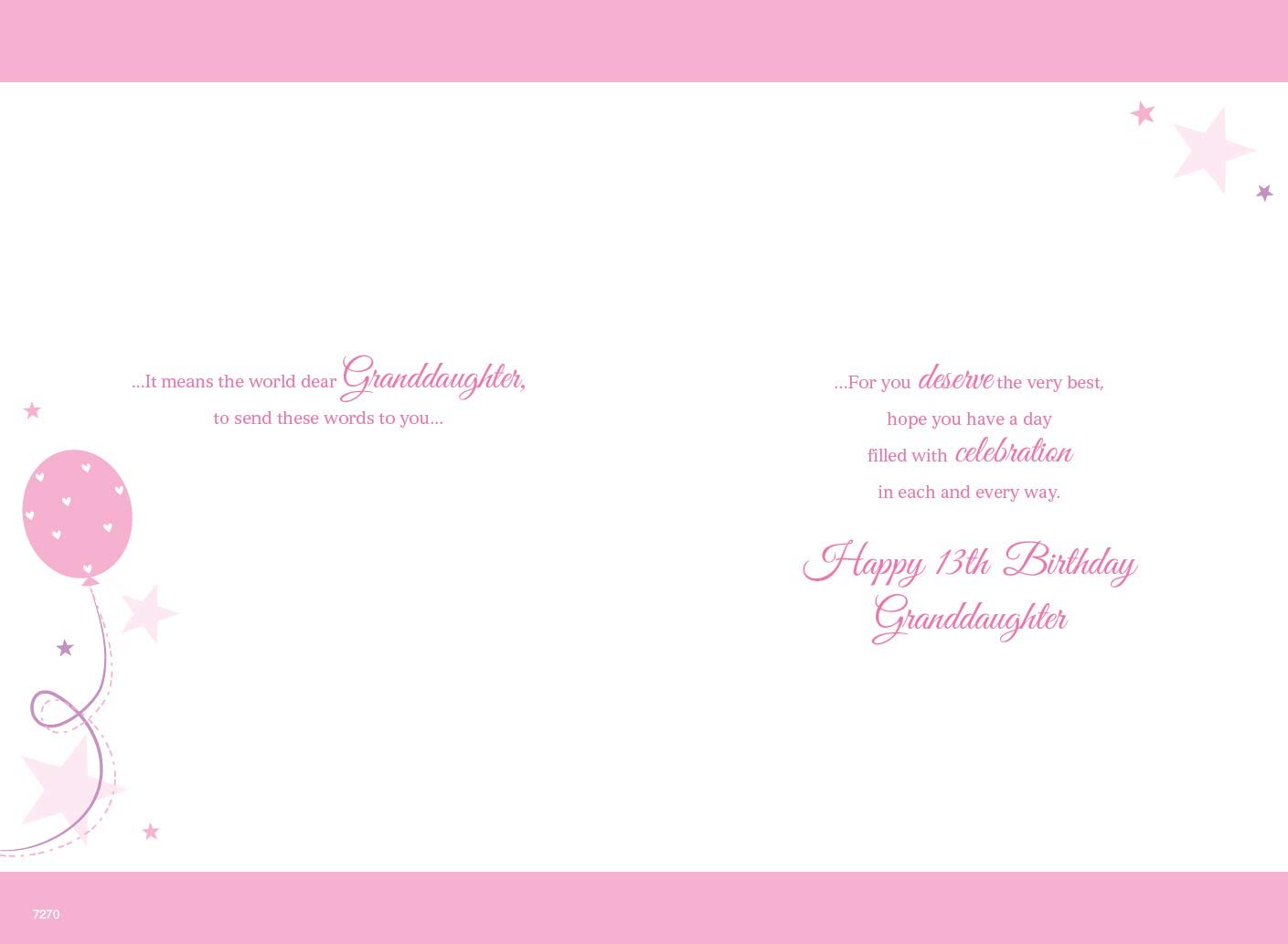 Granddaughter 13th Birthday Card, Age 13, Heart Balloons Design, Special Finishes, Made in the UK - Image 2