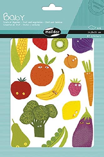 Maildor AE030O -STICKERS Baby, Pack of 6 sheets, Size: 14.8 x 21 cm, From 2 years, FRUITS AND VEGETABLES (87 stickers) - Image 3