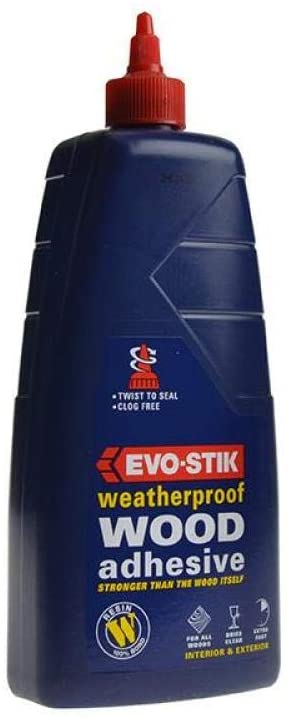 EVO-STIK Wood Glue 1L - Exterior - Weatherproof - Extra Strong - Fast Setting Glue - Dries Clear - Suitable For All Wood Types