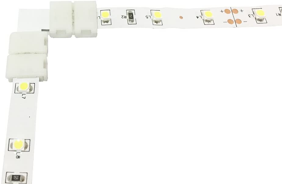 LitaElek 10pcs LED Connector 2 Pin 8mm Wide SMD 3528/2835 Monochrome LED Strip Corner Connector LED Tape L-Shape Connecter LED Ribbon Right Angle Connector Adapter LED Band L Connector - Image 4