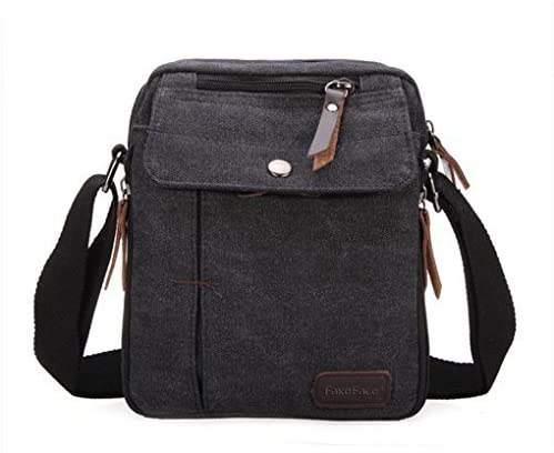 Unisex Retro Messenger Bag with Multi Layers Canvas Crossbody Bag Durable Duffle Shoulder Tool Bag Phone Holder Money Key Pocket Side Traveling Bag