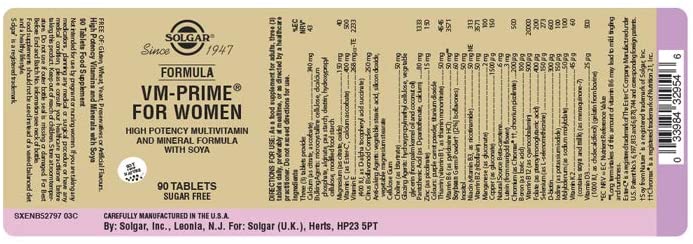 Solgar Formula VM-Prime for Women Tablets, Pack of 90, Multivitamins, for Daily Health and Wellbeing - Image 2