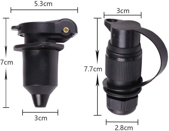 ETUKER 3 Pin Trailer Plug and Trailer Socket, 12V 3 Pinwaterproof Trailer Plug and Socket Connectors for Caravan/Truck/Boat/RV/Cars/Tractor/Trailer Accessories (New 2 mount point) - Image 2