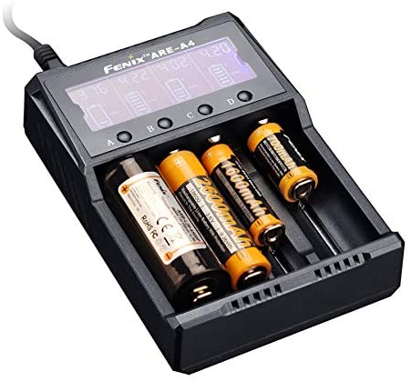 fenix ARE-A4, 4 Channel Smart Battery Charger with LCD Screen, Black