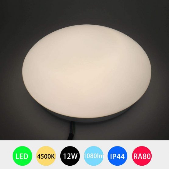 IMVSINCERE 12W LED Ceiling Light, φ220mm 8.5 Inch,IP44 Waterproof Round Flush Ceiling Light Small Ceiling Light 4500K Natural White 1200LM Lighting for Toilet Bathroom Hallway Corridor