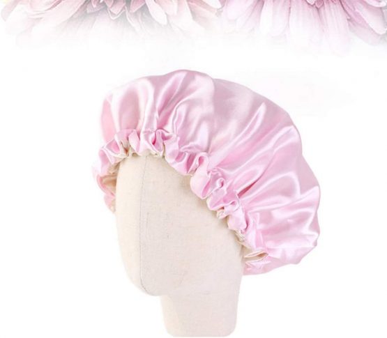 Minkissy Kids Satin Bonnet Double Layered Sleep Cap Adjustable Elastic Sleeping Hatsfor Baby Toddler 1pc Pink - Image 3