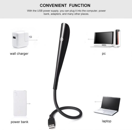 LEDGLE USB LED Light Portable Reading Lamp LED Night Light PC Lighting Cable, Sensitive Touch Switch, 3 Adjustable Brightness, Flexible Gooseneck - Image 4