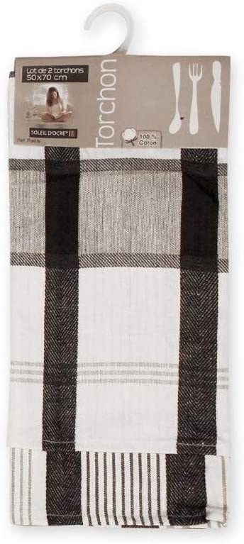 Soleil d'Ocre Paella 712025 Pack of 2 Jacquard Cotton Tea Towels 50 x 70 cm, Cotton, black, 50 x 70 cm - Image 2