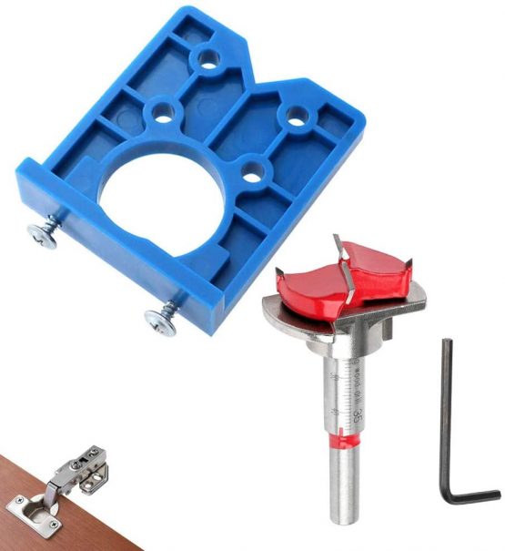 Mobiut Concealed Hinge Jig Forstner Bit Sets-35mm Hinge Hole Cutter for Cabinet Hinges and Mounting Plates