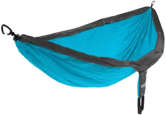 ENO Doublenest Hammock Teal Charcoal Soft Breathable Fabric 70 Denier High Tenacity Nylon Taffeta Fast Dry Heavy Duty Triple Stitched Seams Compression Stuffsack Aluminium Wiregate Carabiners W 539 g
