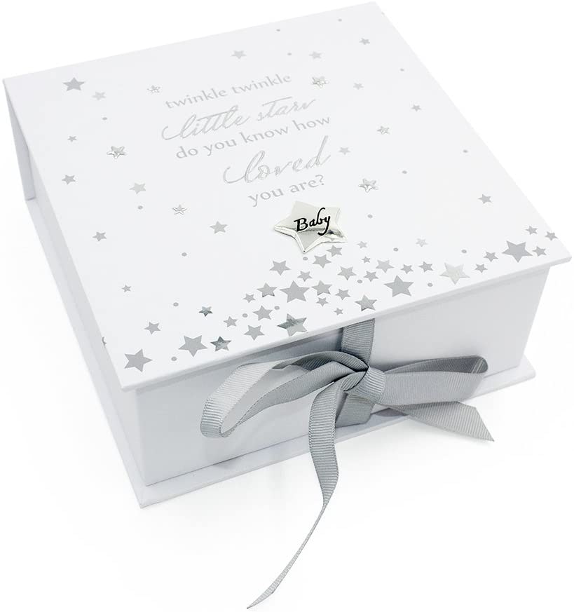 Twinkle Twinkle Storage Keepsake Box, black or white, 8x18x18 cm (Pack of 1)