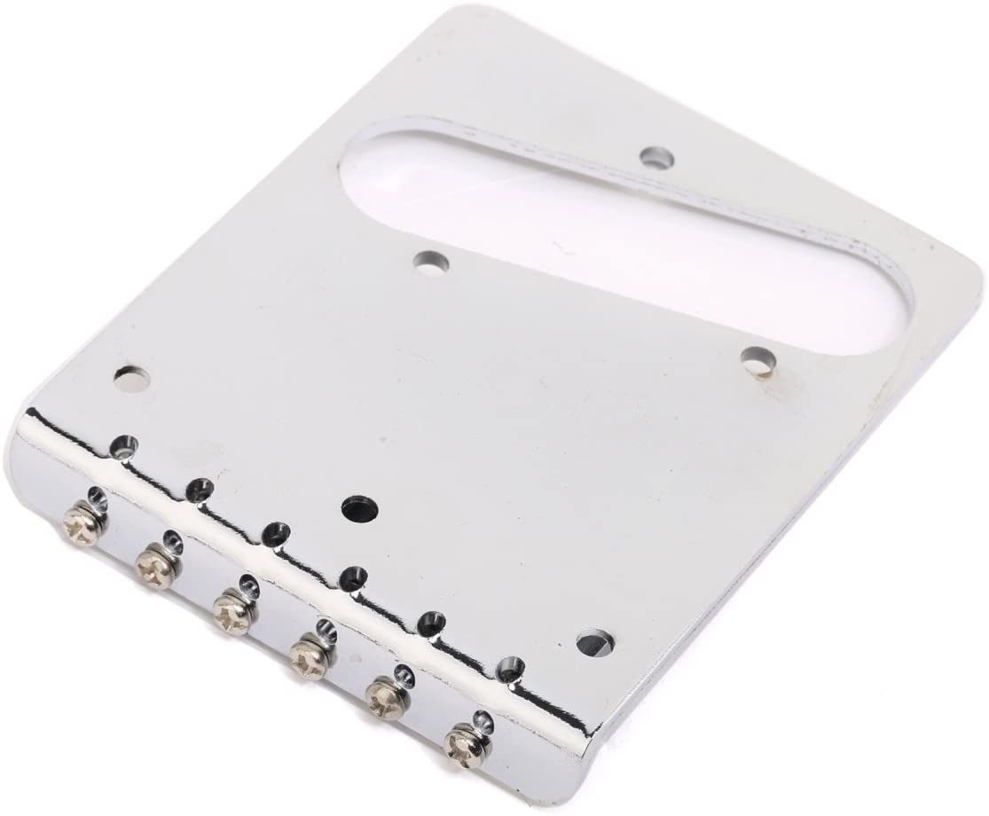 Musiclily 54mm Tele Bridge with 6 Modern Saddles for Squier Telecaster Electric Guitar,Chrome, 8 cm x 9.65 cm x 1.32 cm - Image 3