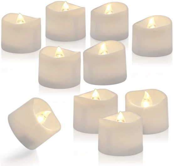 Homemory 24 Pack LED Timer Tealights Flameless Flickering Tea Lights Candles with Timer, Warm White Light