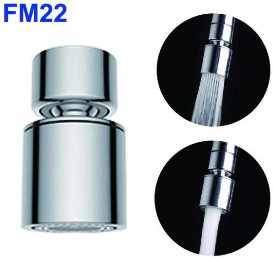 Waternymph Dual-Function 2-Flow Faucet Tap Aerator Swivel, ACS Certification, 360-Degree Twist and Rotation Kitchen Sink Aerator with 2 Sprayer - 22mm Female Thread - Chrome Finished(FM22) - Image 2