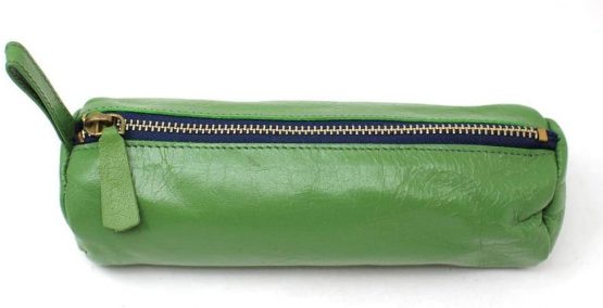Artway Indigo Doodle Soft Leather Pencil Case - Avocado Green Leather Pencil Case - 20cm Long