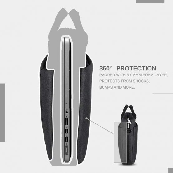 Voova Laptop Bag Case 14-15.6 Inch Computer Sleeve Messenger Bag with Shoulder Strap Expandable Waterproof Business Briefcase with Tablet Pocket for Men Women Travel School Lawyer-Black - Image 4