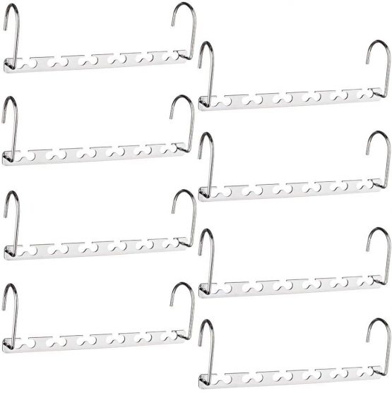 HOUSE DAY 8Pcs Magical Hangers Closet Space Saving Wardrobe Clothing Magic Hangers Oragnizer Heavy Chrome Hangers, Updated Hook Design 26cm Long