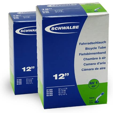 Schwalbe AV1 (12x1.75 2 1/4 Inch Inner Tube With Schrader Valve 45 Degree Angle, for children and Schwalbe Tyre Levers Set of 3