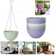 Dproptel 5 Pack Hanging Planter Basket Indoor/Outdoor Hanging Flower Pots Plants Holder Hanger Weave Pattern Design with Chain Hooks for Home Decor - 5 Colors