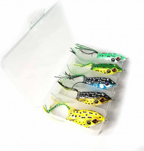 LENPABY 5pcs Topwater Frog Lure Ray Frog Fishing Crankbait Lures/Artificial Soft Bait 5.5CM 8G Soft Tube Bait