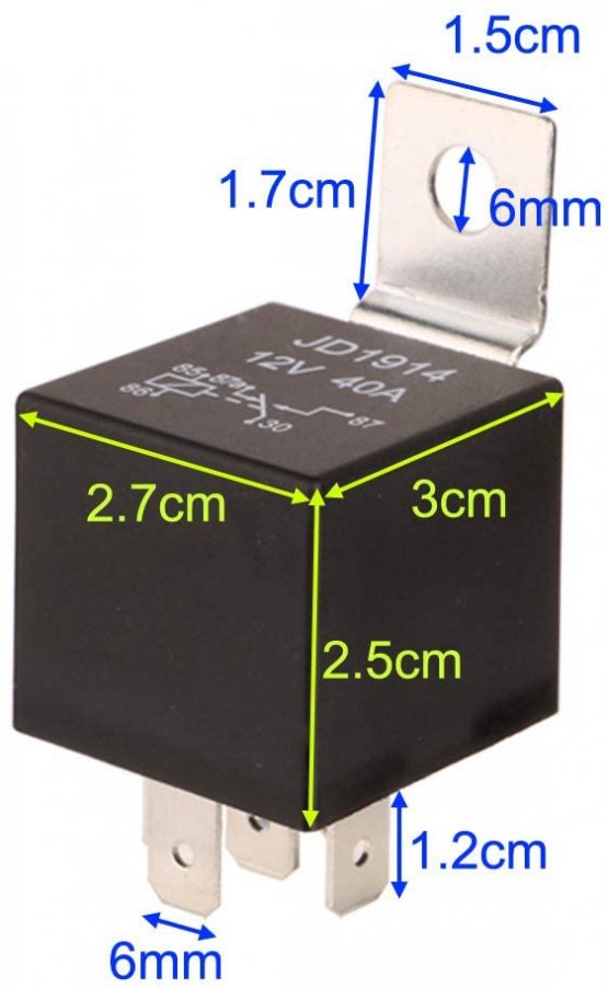 Gebildet Standard Auto Relay 12V 40A SPDT 5pin-Car Heavy Duty Switches & Starters, used for Auto Motor Automobile, with Black Waterproof Transparent Case. Pack of 4 - Image 3