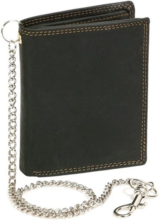 LEAS MCL Mens Wallet with Chrome Chain Biker Wallet Vertical Format Vintage-Style RFID Protection, Genuine Leather, Black - ''LEAS Chain-Series'' - Image 4