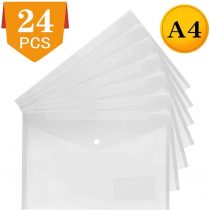 Clear Plastic Wallets A4 Folders Document Popper Files Wallets with Pocket 24 Pack