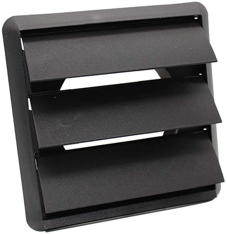 Kair Black 100mm Gravity Wall Vent Grille, 99.5mm / 4 Inch Round Rear Spigot & 155mm Front Cover