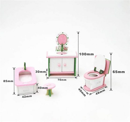 Bebester Miniature Dolls House Furniture, Wooden Miniature Dollhouse Wooden Furniture Dolls House Play House Accessory For Kids Children Gift (bathroom) - Image 2