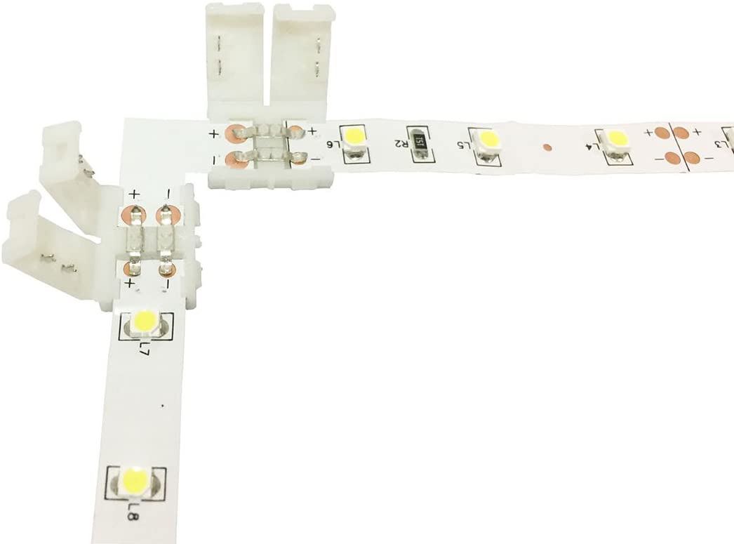 LitaElek 10pcs LED Connector 2 Pin 8mm Wide SMD 3528/2835 Monochrome LED Strip Corner Connector LED Tape L-Shape Connecter LED Ribbon Right Angle Connector Adapter LED Band L Connector - Image 3
