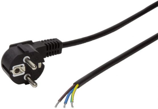 LogiLink CP135 LogiLink 90° Safety Plug to Open Wire Power Cable, 1.5 Meter Length, Black, Black