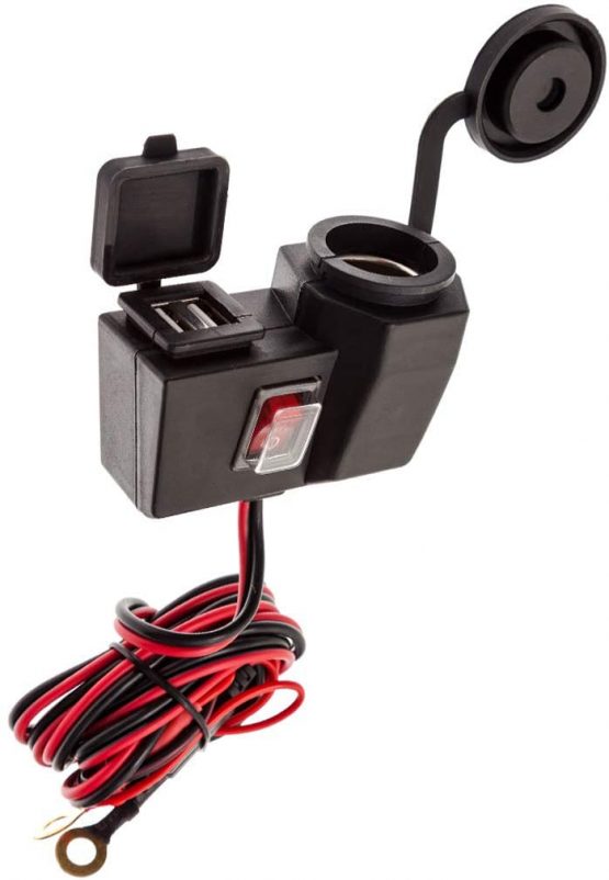 UltimateAddons® Motorcycle 5V 3.1 Amp Power Supply 2 USB Ports & Cigarette Socket Handlebar Mount - Image 4