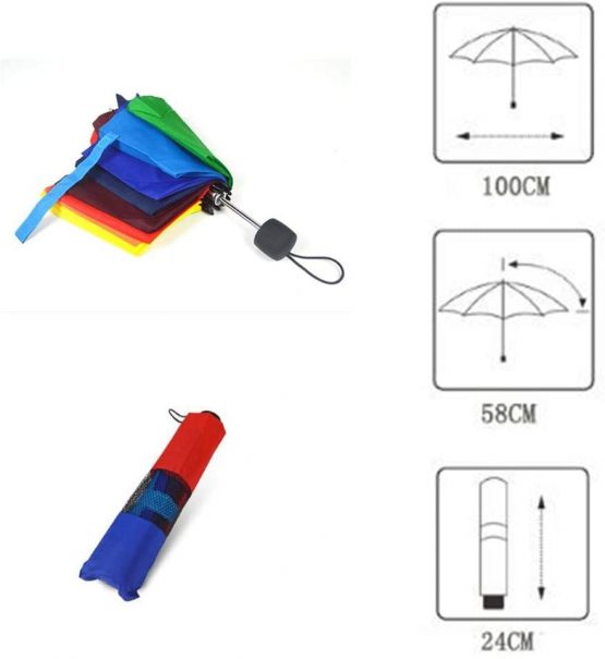 Veroda 45 inch Travel Umbrella Compact Folding Rain Sun Protection UV Protective Rainbow Umbrella Parasols - Image 3