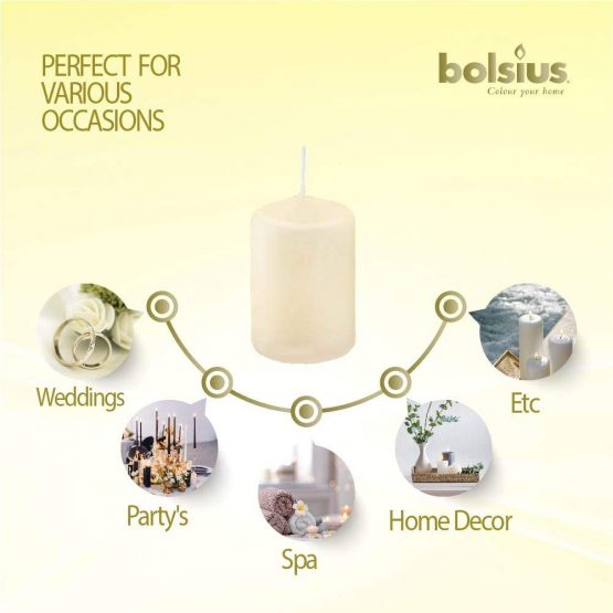 Bolsius pack 4 Pillar Candles Small , "Ivory 40 mm Width" - Image 4