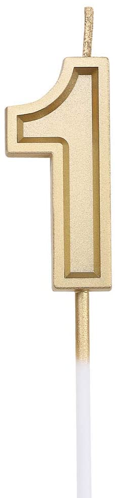 URAQT Number Candles 0, Birthday Cake Candles, Gold Glitter Birthday Number Candle - Image 4
